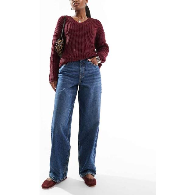 Miss Selfridge – Indigoblå baggy jeans med tvättad finish