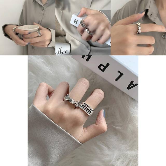 Sterling 925 Highend Silver Adjustable Ring For Women With Vintage Aesthetic