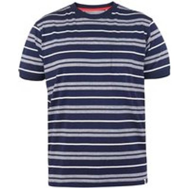 (4XL, Navy/White) Duke Mens Piccadilly D555 Yarn Dyed Stripe Jacquard Kingsize T-Shirt
