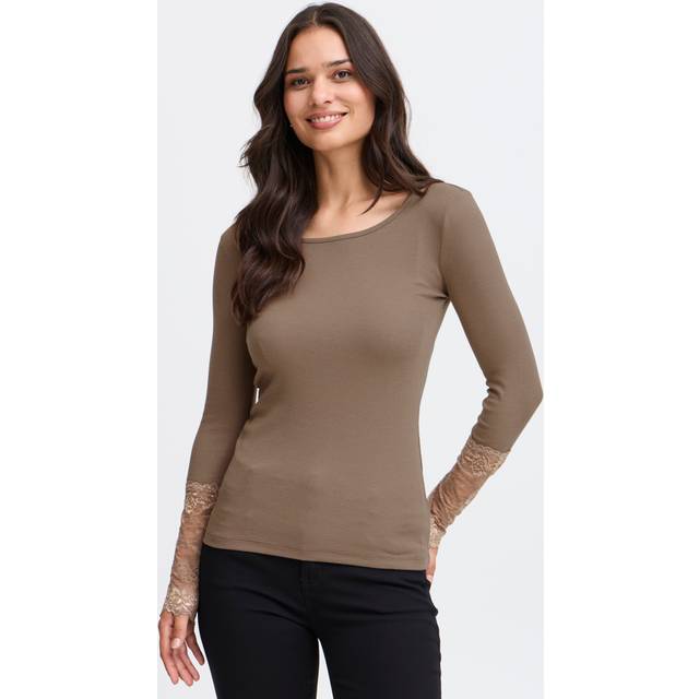 Women's long sleeve T-shirt fransa Hizamond - Marron