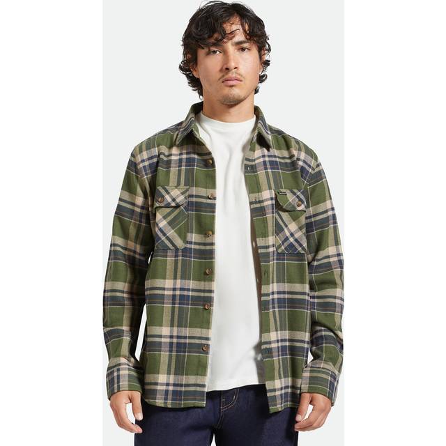 Brixton - Bowery Flannel Cypress Green/Washed Navy/White - Shirt - green - M - 60% Cotton, 23% Polyester, 17% Polyacrylic,Flanell,gid://shopify/Metaobject/67408199917