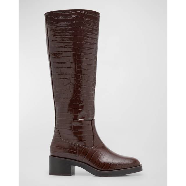Stuart Weitzman Kaia Croc-Embossed Leather Knee-High Boot
