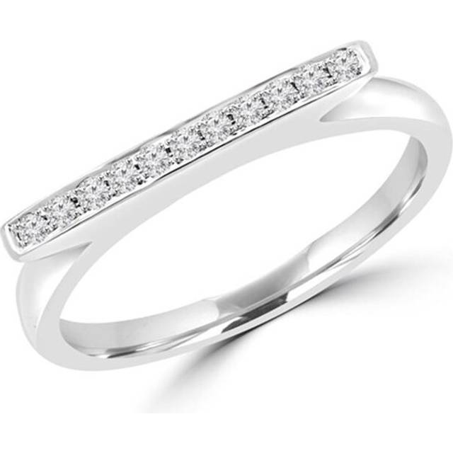 Majesty Diamonds MD160301-5 0.1 CTW Diamond Accent Raised Setting Wedding Band Anniversary Ring in 18K White Gold, Size 5