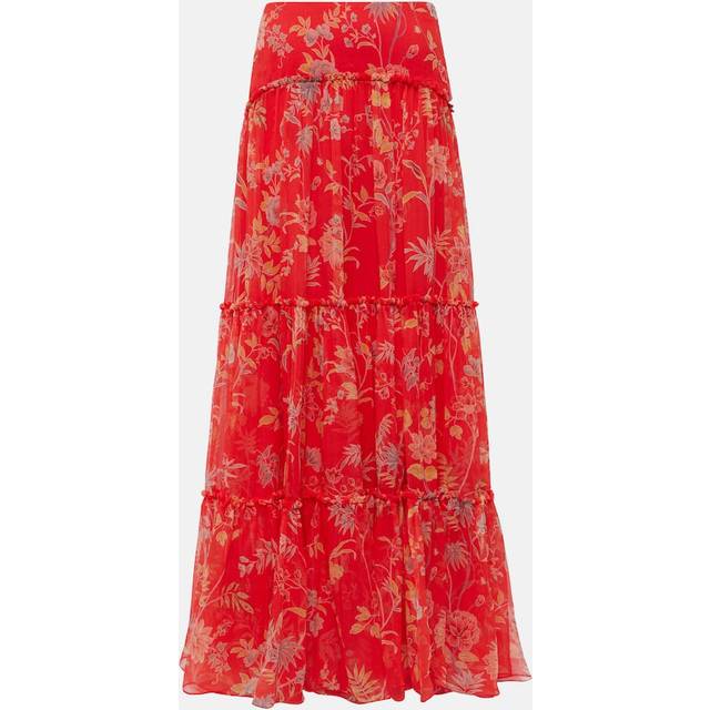 Etro Floral tiered silk maxi skirt
