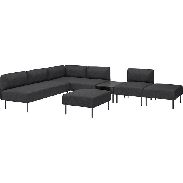 LILLEHEM 6-sitsig modulsoffa med sidobord, Gunnared/mörkgrå trä