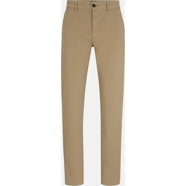 Men's BOSS Orange Mens Slim Fit Chinos in Stretch-Cotton Satin NOS - Tan - Size: 30/34