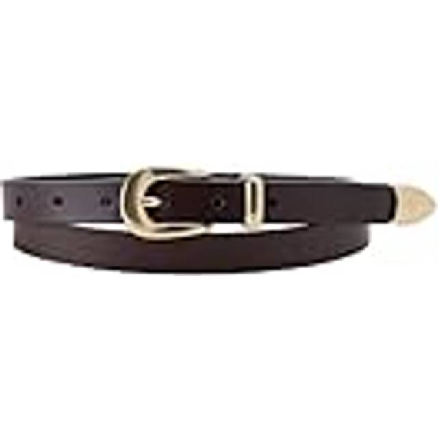 Valerie Leather Slim Belt - Brown - 85CM