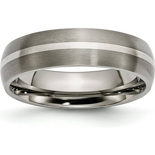 Bridal TB139-12 6 mm Titanium Sterling Silver Inlay Brushed Band, Size 12