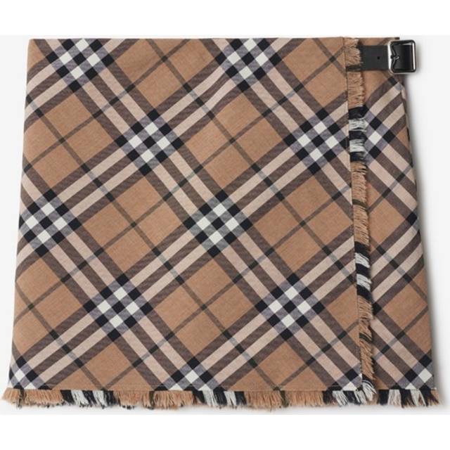 Burberry Women&#39;s Check Wool Blend Mini Kilt in Beige | Size 6 | 8095396 (6)