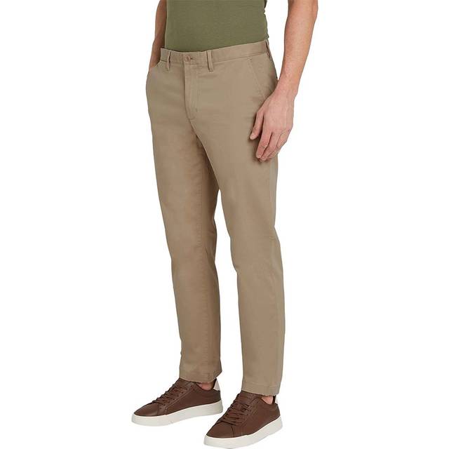 Tommy Hilfiger Denton Straight Fit Satin Chinos - Khaki, Khaki, Size 40, Inside Leg Regular, Men -  inside leg REGULAR,40