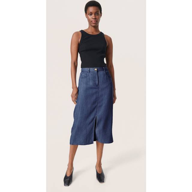Soaked In Luxury Friday Denim Skirt, Dark Blue