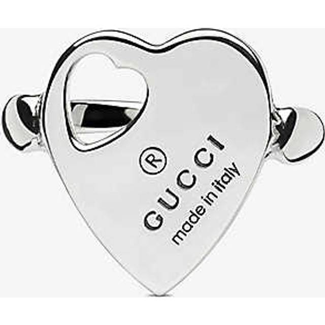 Gucci Womens Silver Trademark Heart Logo-engraved Sterling-silver Ring M-n - SILVER