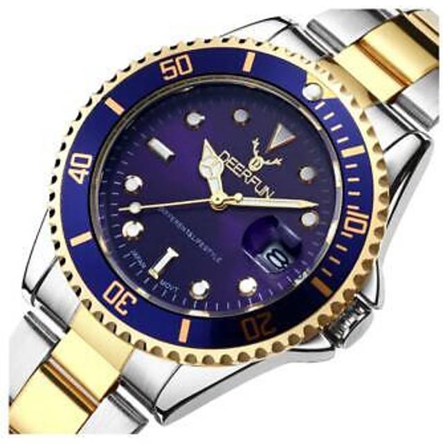Deerfun homage watch blue silver gold date watches top quality sale uk stock