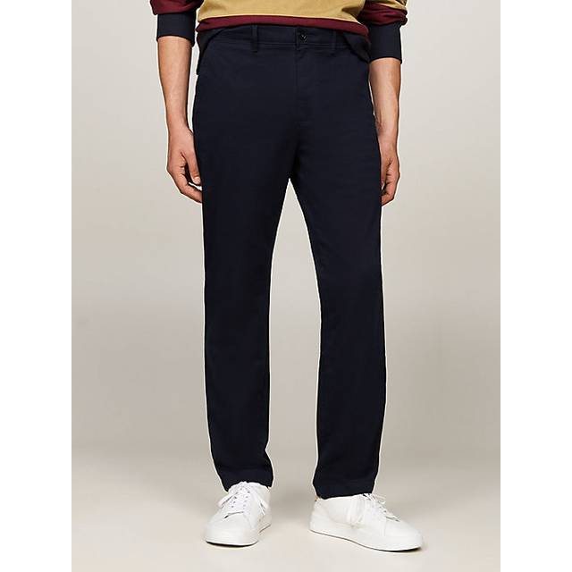 Tommy Hilfiger Denton Straight Fit Satin Chinos - Navy, Navy, Size 40, Inside Leg Regular, Men -  inside leg REGULAR,40