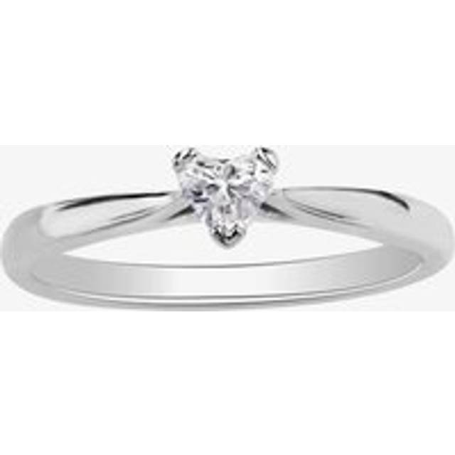 9ct White Gold 0.20ct Diamond Heart Shaped Solitaire Ring 1968WG/20-9 L - Silver