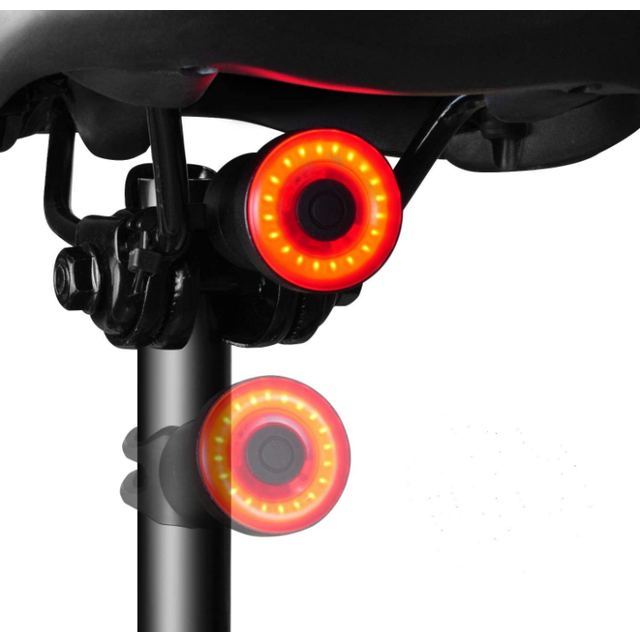 Chronus Smart Bike Tail Light, Auto On/Off Rear Bicycle Flashlight Ultra Bright Back Brake Light High Lumen Daytime Strobe USB Rechargeable(Black)