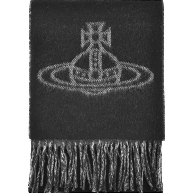 VIVIENNE WESTWOOD Double Logo Wool Scarf In Black Size: One Size, Colo