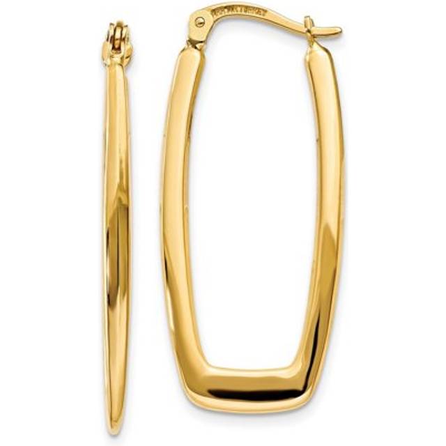10K Yellow Gold Polished 2.25 mm Rectangle Hoop Earrings
