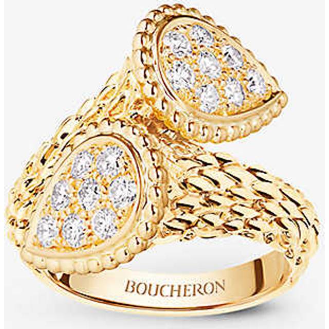 Boucheron Womens Yellow Serpent Boh&#232;me Toi Et Moi 18ct Yellow-gold and Diamond Ring 60mm - YELLOW