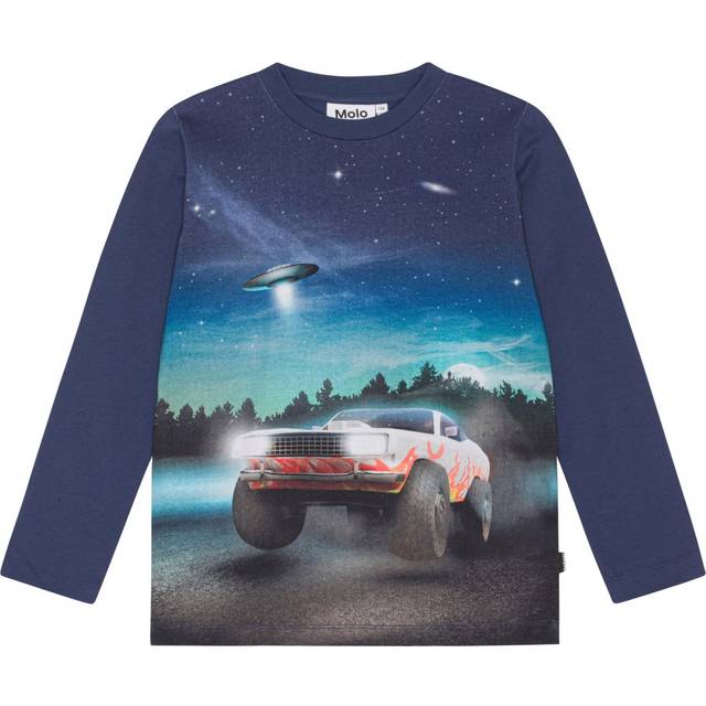 Molo - GOTS Reif Långärmad T-shirt Car And Ufo - Grön