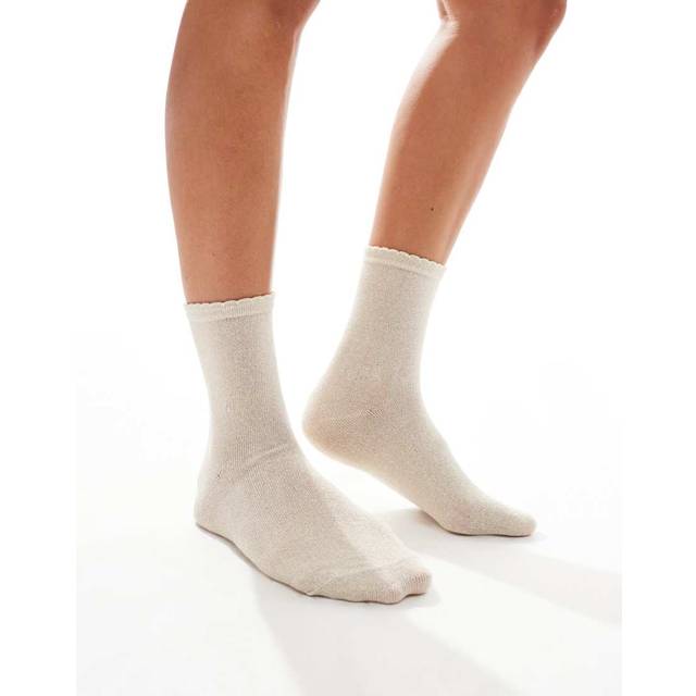 Pieces Pcsebby Glitter Long 1 Pack Socks N - Från Magasin - Birch/gold Color Lurex (ONE SIZE)