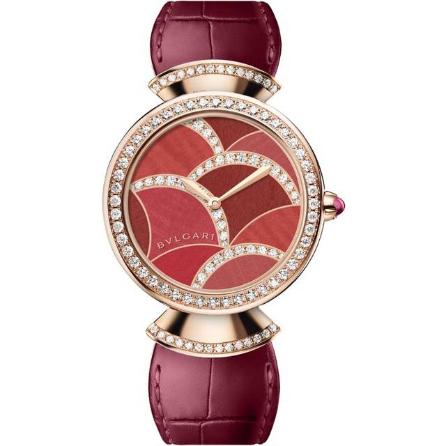 Bvlgari Rose Gold and Diamond Divas' Dream Watch - Red - 33mm