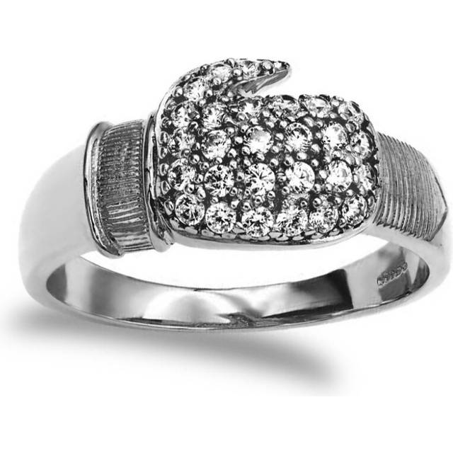 (S) Jewelco London 925 Silver CZ Set Boxing Glove Ring - ARN164