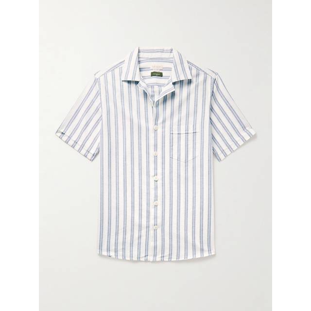 Incotex - Glanshirt Camp-Collar Striped Cotton Oxford Shirt - Men - Blue - EU 37