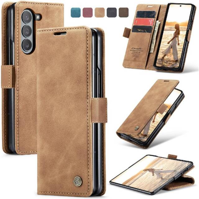 (Brown) Flip Case for Samsung Galaxy Z Fold 6 5g Flip Folio Book Vintage Pu Leather Wallet Magnetic Closure Shockproof Case Card Slot Kickstand