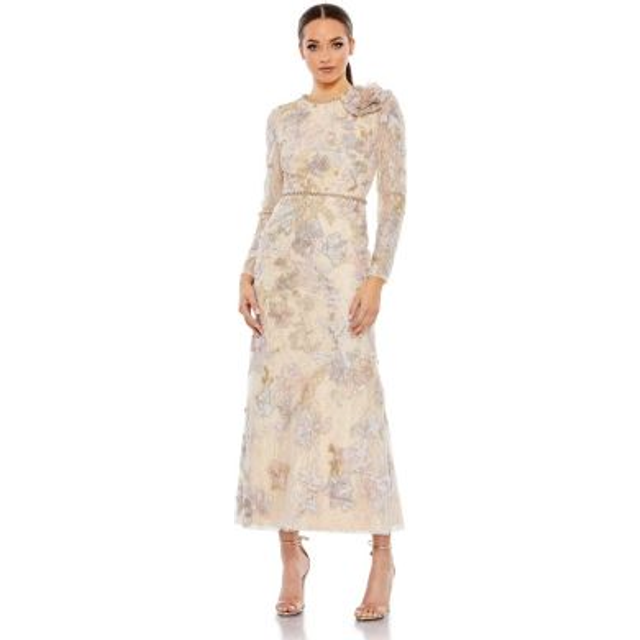 Mac Duggal Long Sleeve Rose Dress
