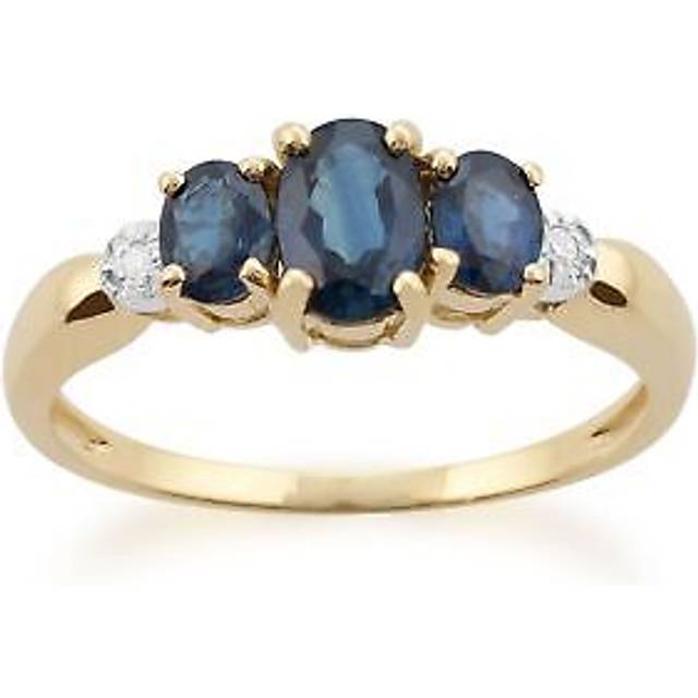 Classic Oval Sapphire & Diamond Trilogy Ring in 9ct Yellow Gold