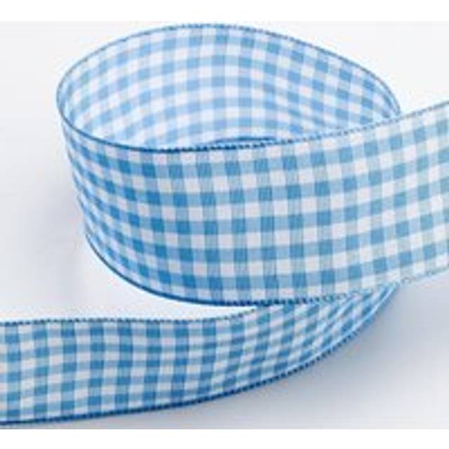 Berisfords Gingham Ribbon 3 Sky