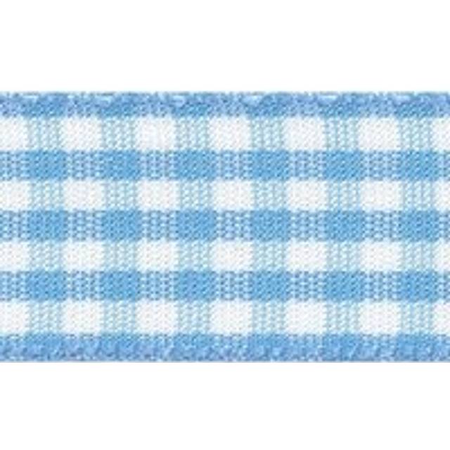 Berisfords Gingham Ribbon 3 Sky