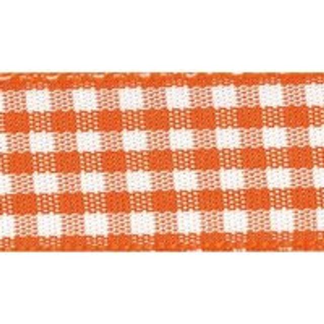 Berisfords Gingham Ribbon 42 Orange Delight