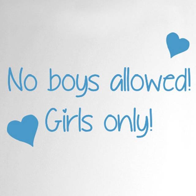 No Boys Allowed Girls Only Door Room Wall Sticker - Blue (25cm H X 40cm W)