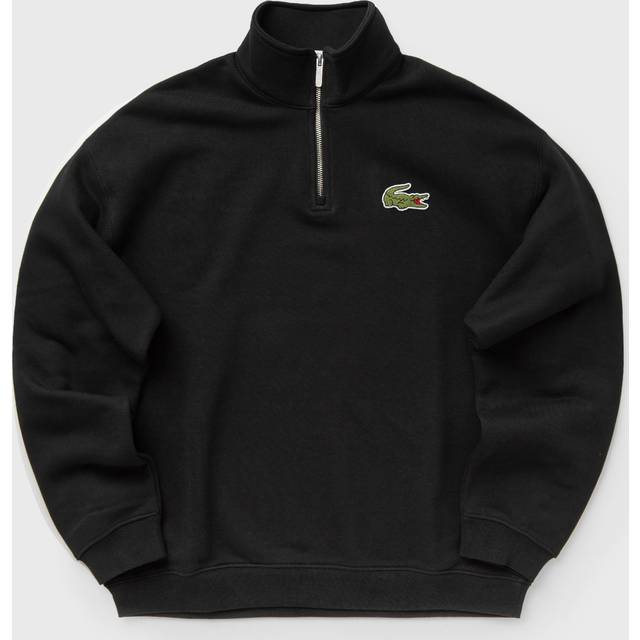 Lacoste Loose Fit 1/4 Zip Sweat Top - Black, Black, Size M, Men