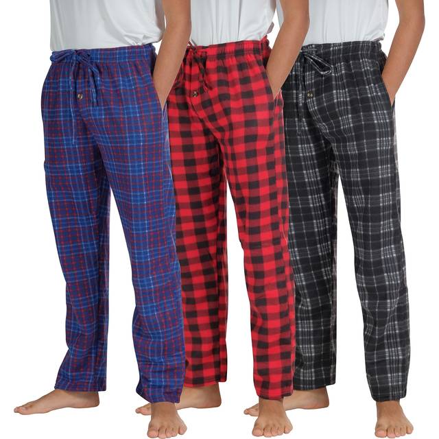 Real Essentials 3 Pack: Big Boys Pajama Pants Fleece Plush Pjs Kids Pajamas Christmas Clothes Lounge Flannel Bottoms Youth Teen Sleep wear Set 3-Size