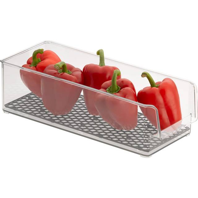 Spectrum Diversified Hexa in-Fridge Large Refrigerator Bin for Storage and Organization of Fruit Vegetables Produce and More  15 x 6 x 4.25  Clear/Dar