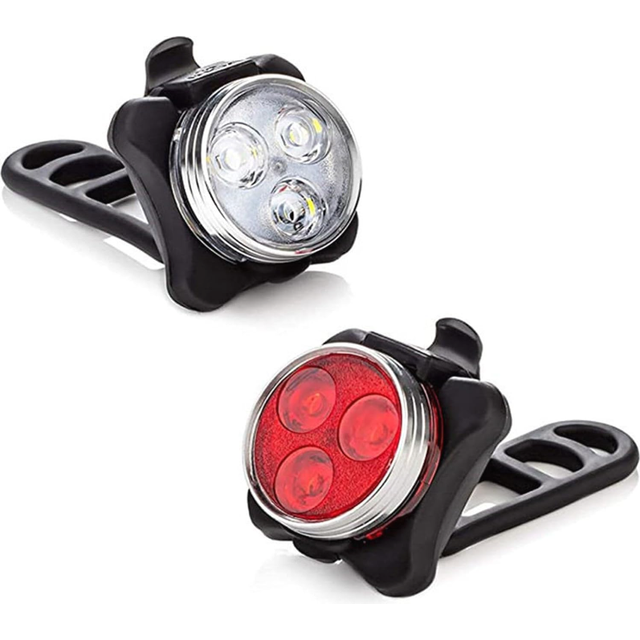 Chronus Bicycle Light Set 4 Modes USB Rechargeable Bicycle Headlight and Rear Light Waterproof Bike Light for Cycling Camping Hiking(Black)