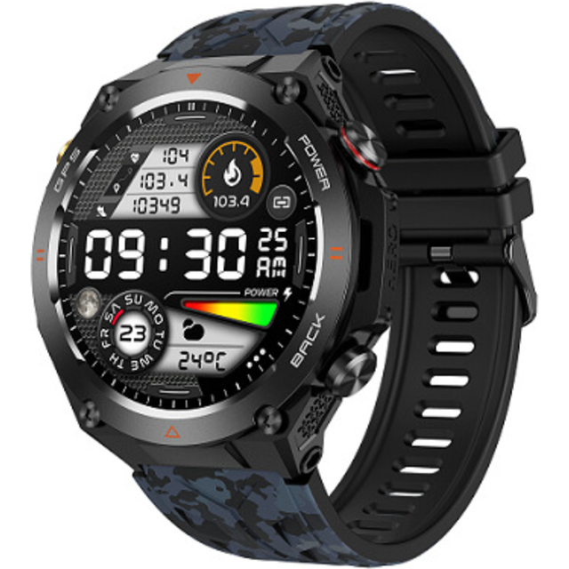 Chronus Smart Watch GPS Outdoor Bluetooth Calls Message Notification Smartwatch Compass Altitude Barometer Heart Rate Monitor(Black)