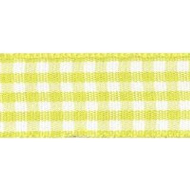 Berisfords Gingham Ribbon 5 Lemon