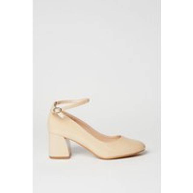 Oasis Womens Venisha Medium Block Heel Ankle Strap Court Shoes - Beige - Size UK 3
