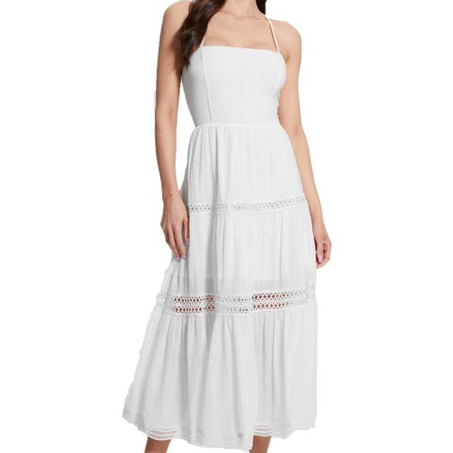 Women's long dress with lace Guess Safa - Blanc