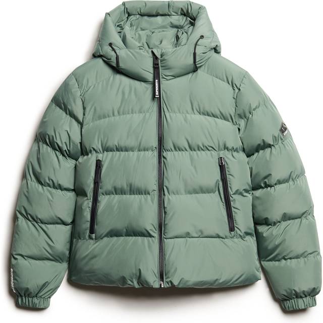 Superdry Hooded Sports Puffer Jacket, Laurel Khaki