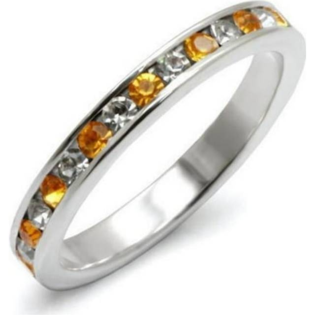 Alamode LOAS914-6 High-Polished 925 Sterling Silver Ring with Top Grade Crystal, Topaz - Size 6