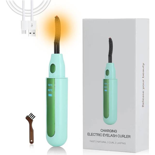 Heated Eyelash Curler, USB Rechargeable Eyelash Curler, 2 Gear Temperature Control with LED Display Mini Lash Curler for Women Girls Quick Heating