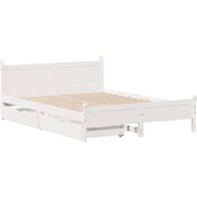 Sängram utan madrass vit 140x200 cm massiv furu