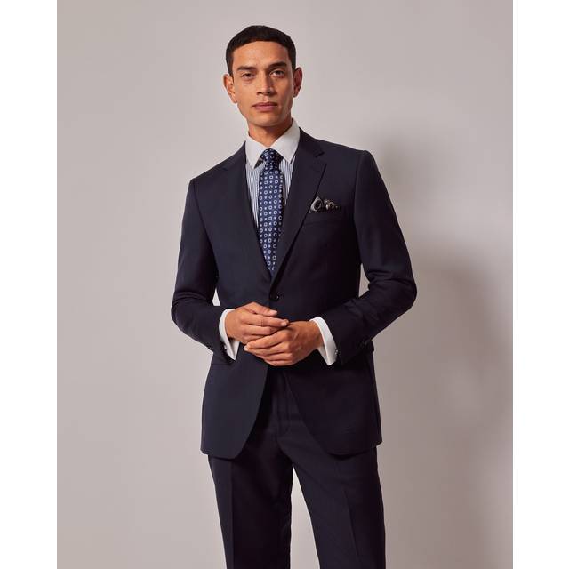 Hawes & Curtis Navy Sharkskin Slim Suit Jacket Size: 46 long (EU 56)
