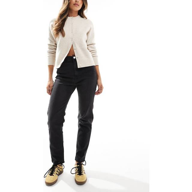 Pull&Bear – Svarta bekväma mom jeans-Svart/a