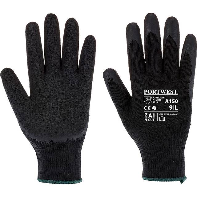 Portwest Classic Grip Glove - Latex A150 Black/Black M Colour: Black/B
